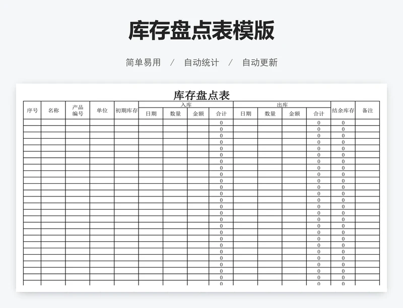 库存盘点表模版