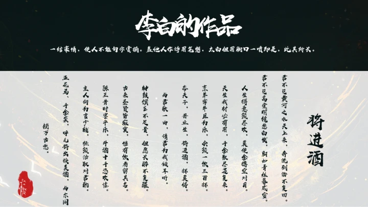 诗仙李白人物介绍知识拓展PPT