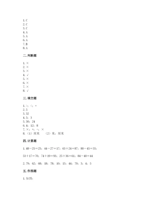 小学数学试卷二年级上册期中测试卷带答案（巩固）.docx