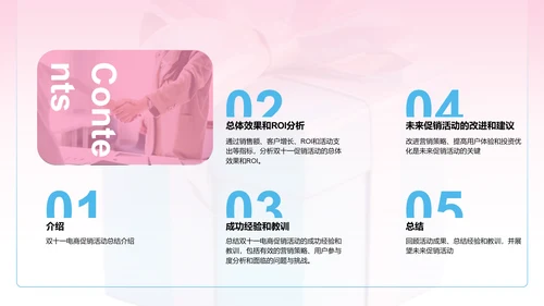 粉色3D创意酷炫双十一电商促销活动总结PPT模板