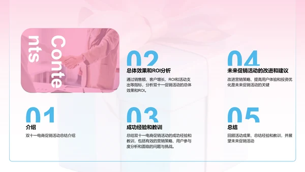 粉色3D创意酷炫双十一电商促销活动总结PPT模板
