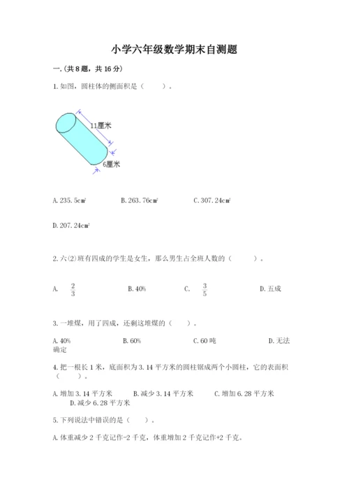 小学六年级数学期末自测题含完整答案（名师系列）.docx