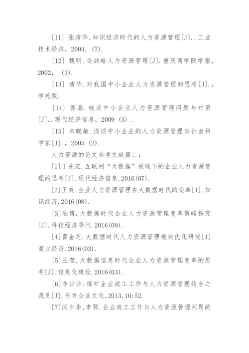 人力资源的论文参考文献.docx