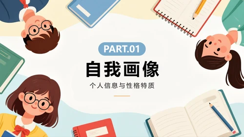 扁平手绘卡通插画风新学期大学生班干部竞选PPT模板