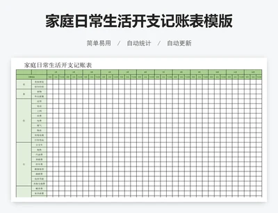 家庭日常生活开支记账表模版