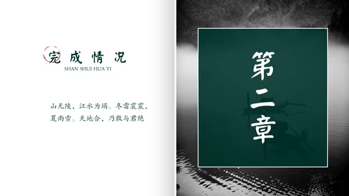 绿色中国风山水记工作报告通用PPT模板