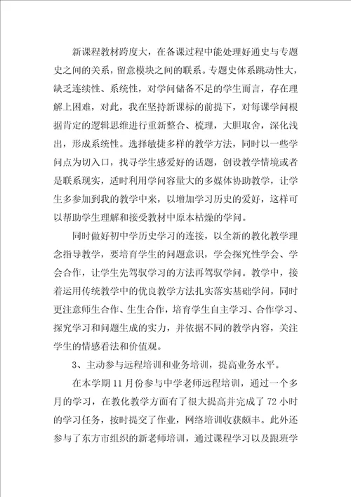 历史教师优秀总结心得最新