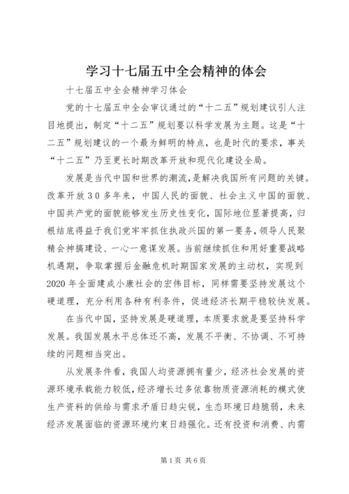 学习十七届五中全会精神的体会 (2).docx