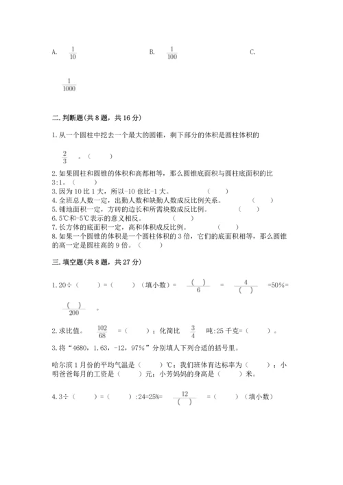 人教版数学六年级下册期末测试卷精品【典优】.docx