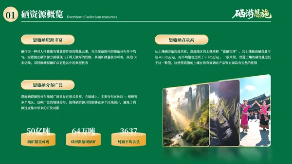 绿色质感探秘世界硒都湖北恩施PPT模板
