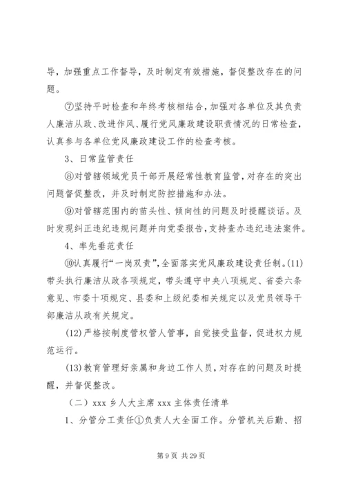 学校落实党风廉政建设党委主体责任和纪监责任清单 (5).docx