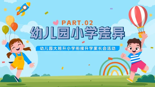 卡通游乐园我们升学啦幼儿园升小学家长会带内容PPT