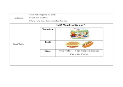 Unit 7 Would you like a pie?  B  Fun time & Cartoo