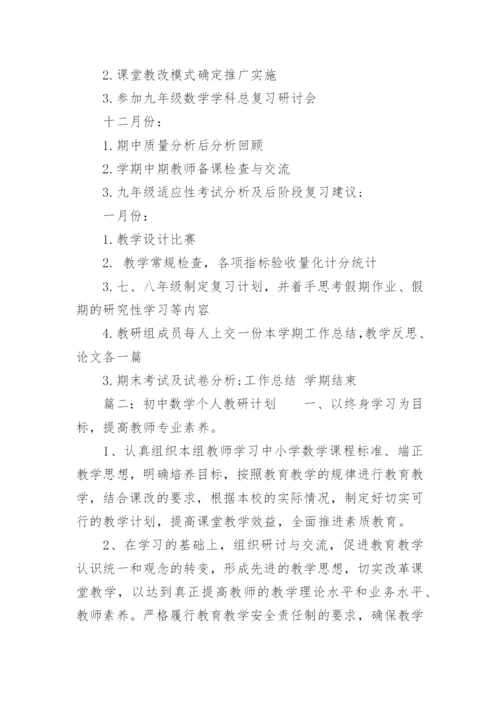 初中数学个人教研计划.docx