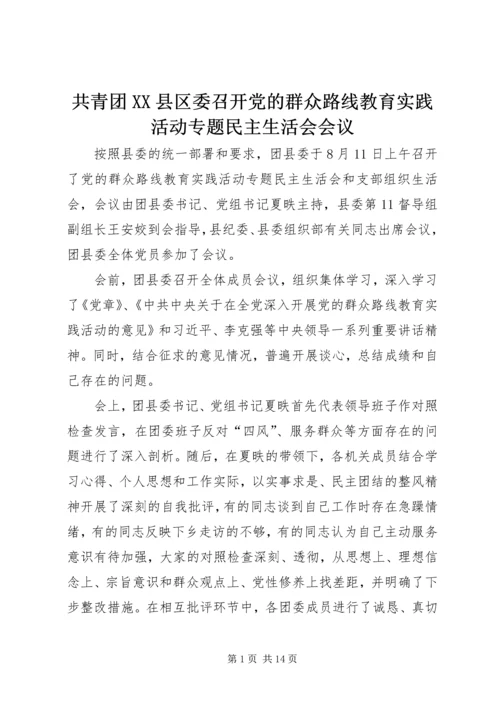 共青团XX县区委召开党的群众路线教育实践活动专题民主生活会会议.docx