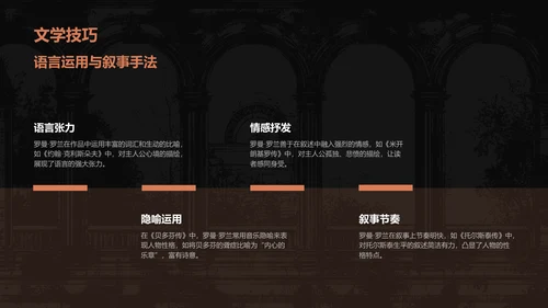 黑色复古风人物介绍——罗曼罗兰PPT模板