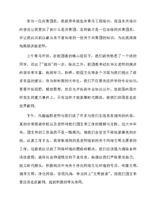 大学生青马工程学习心得体会范文