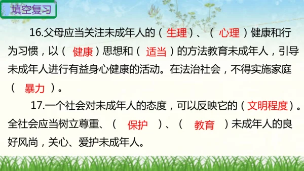 六年级上册道德与法治第四单元法律保护我们健康成长复习课件ptx
