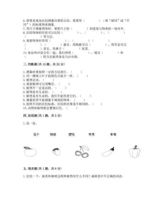 教科版小学一年级上册科学期末测试卷附答案【培优a卷】.docx