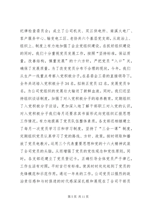 电力公司年度党建工作情况汇报 (7).docx