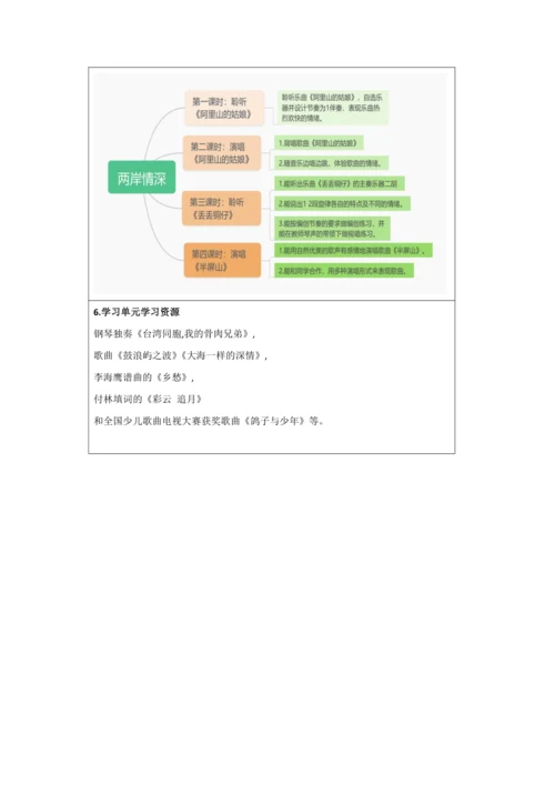 人音版六年级上册第六单元《两岸情深》大单元整体教学设计表格式