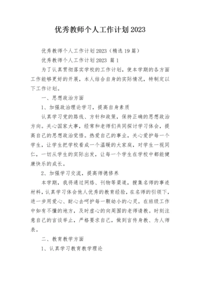 优秀教师个人工作计划2023.docx