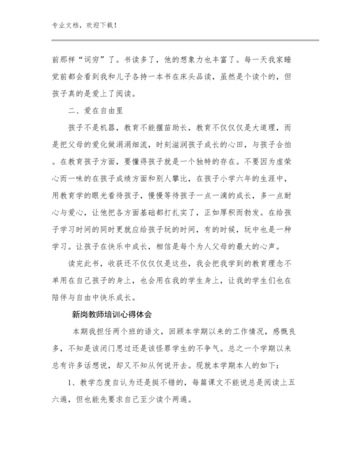 2024年新岗教师培训心得体会例文20篇.docx