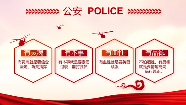 红色党建警察年终工作总结述职报告动态PPT模板