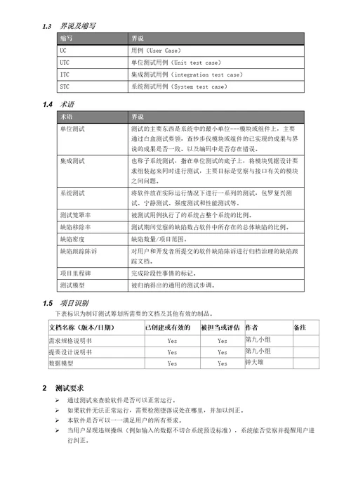 第九小组测试计划书