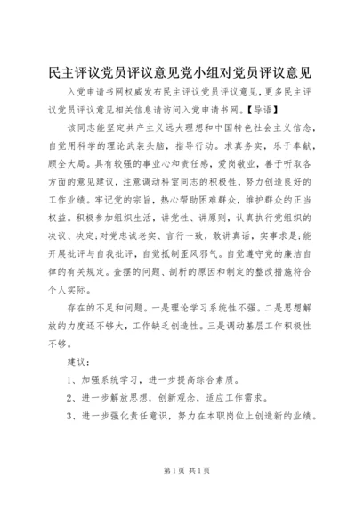 民主评议党员评议意见党小组对党员评议意见.docx