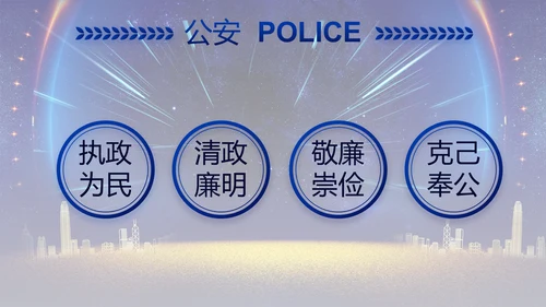 蓝色大气公安机关年终工作总结新年计划PPT