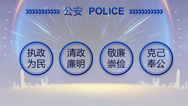蓝色大气公安机关年终工作总结新年计划PPT