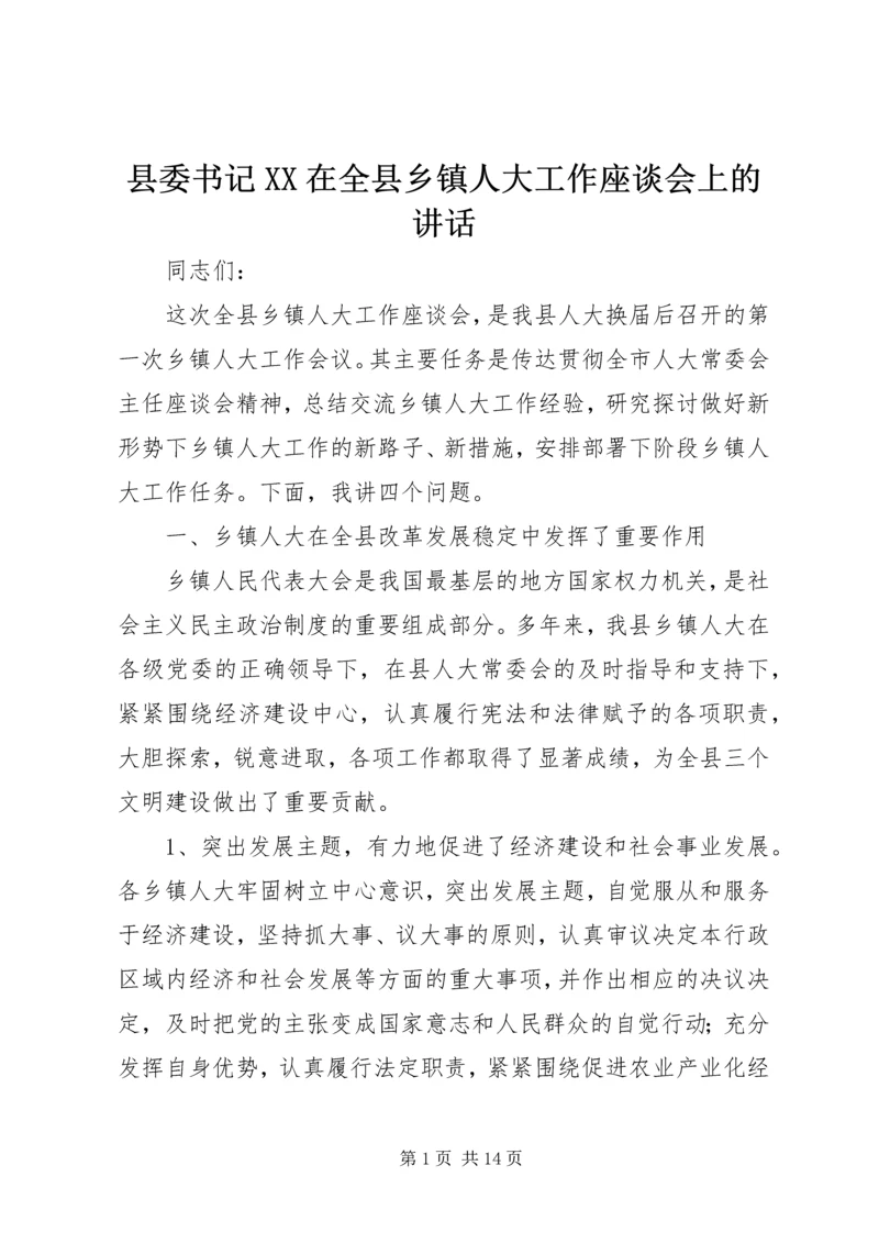 县委书记XX在全县乡镇人大工作座谈会上的讲话.docx