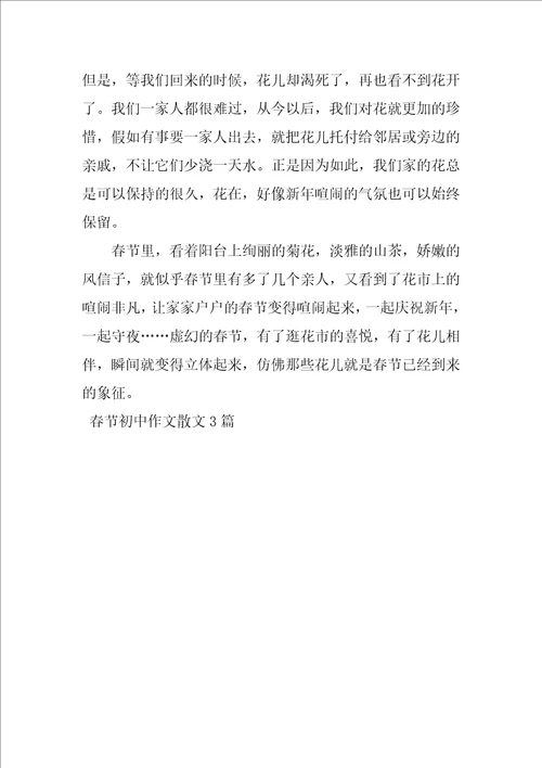 春节初中作文散文3篇