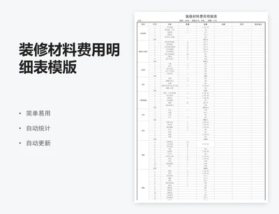 装修材料费用明细表模版