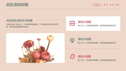 彩色花卉小清新通用PPT演示模板