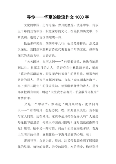 寻你——华夏的脉流作文1000字.docx