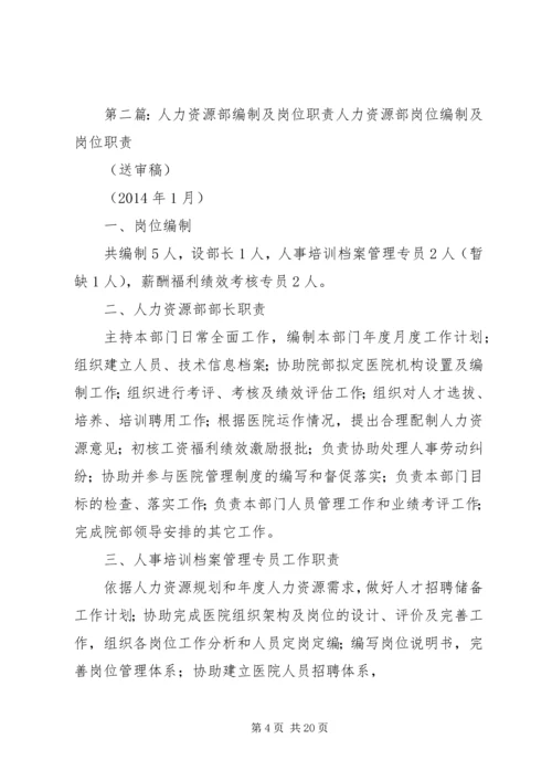 人力资源部现编制人员岗位职责.docx