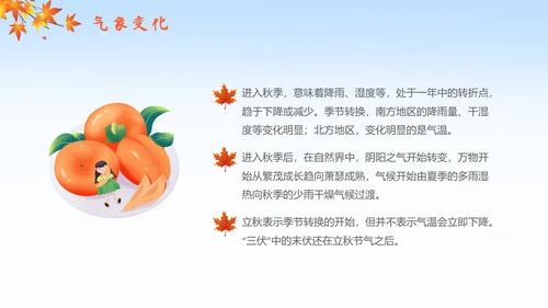 简约插画枫叶立秋二十四节气立秋科普知识科普PPT