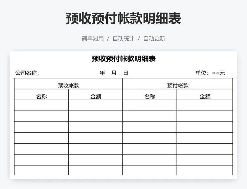 预收预付帐款明细表