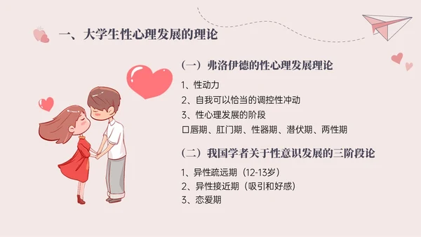 红色插画简约大学生恋爱与性心理健康PPT课件