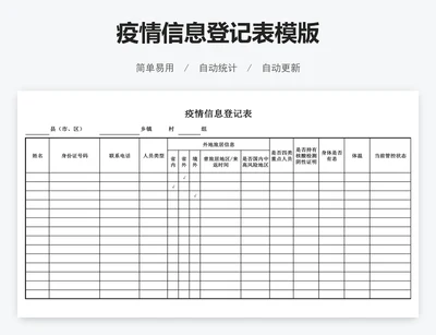 疫情信息登记表模版