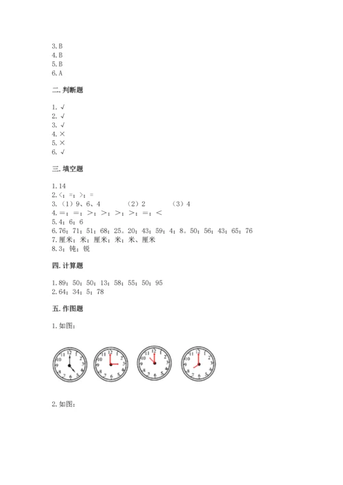 人教版二年级上册数学期中测试卷必考.docx