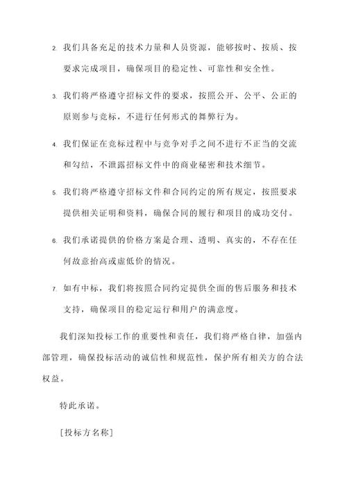 电脑投标承诺书