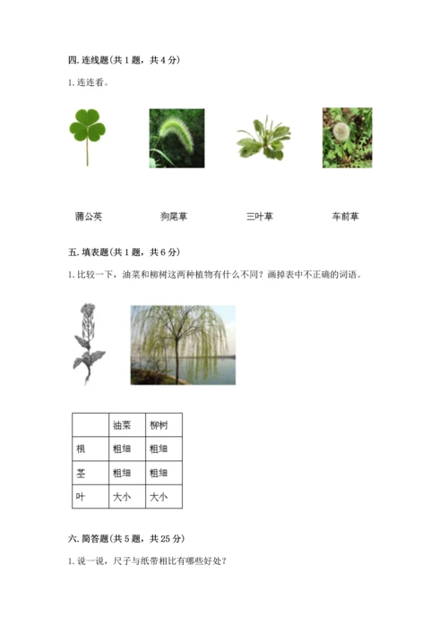 教科版科学一年级上册期末测试卷附参考答案（考试直接用）.docx