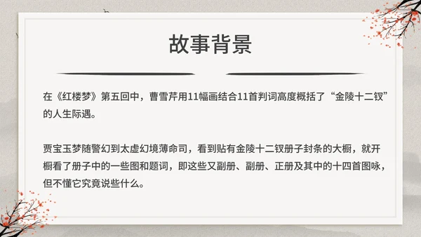 古典中国风红楼梦金陵十二钗判词赏析PPT模板