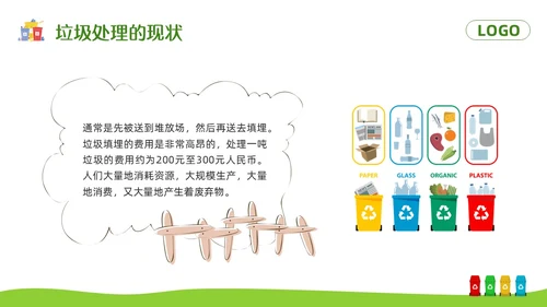 绿色卡通垃圾分类你我同行PPT模板宣传PPT动态PPT