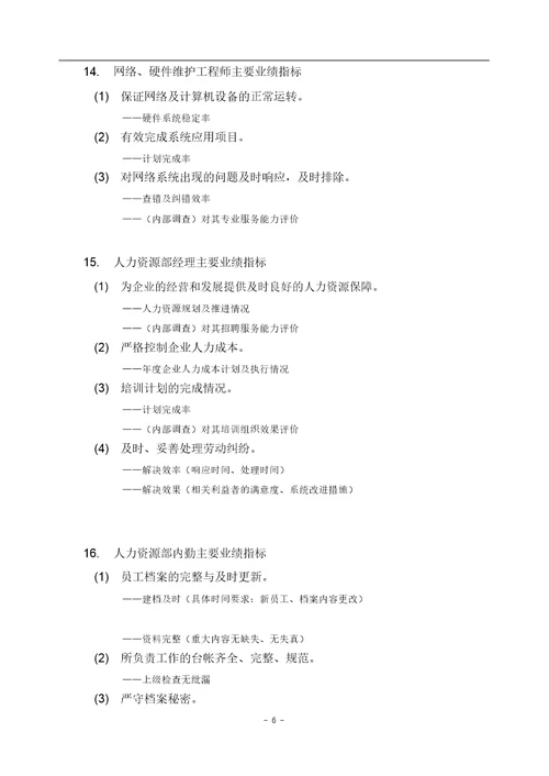 零售百货企业各岗位KPI绩效指标分解1