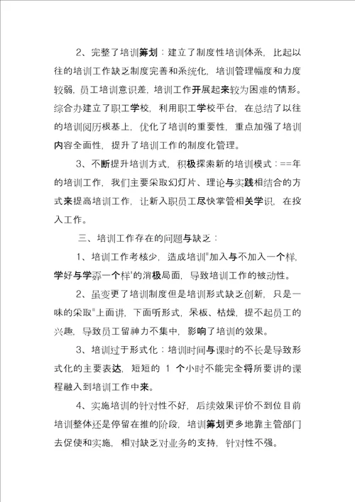 销售员个人培训工作总结例文