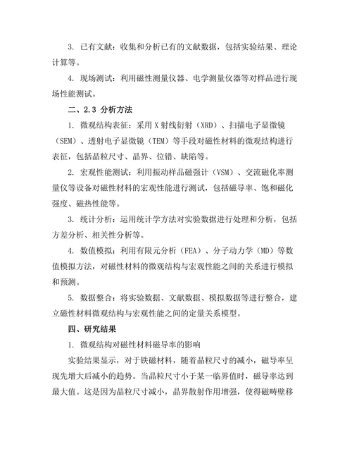 磁性材料的微观结构与宏观性能关系研究